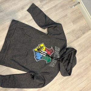 Warner Bros. Gray Hogwarts Hoodie with Crest